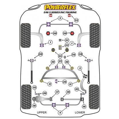 Powerflex PFR5-4618 BMW 3er E46 Querlenkerbuchsen hinten oben unten