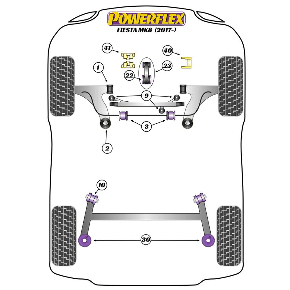 Powerflex PFR19-2210 Ford Fiesta MK8 Rear Beam Bushes