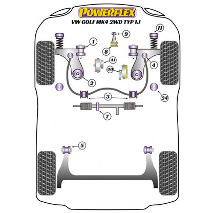 Bagues de montage de poutre arrière Powerflex PFR85-610 pour VW Golf MK4