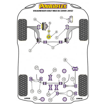Silentblocs de barre de direction arrière Powerflex PFR85-508 pour VW Golf MK5 MK6