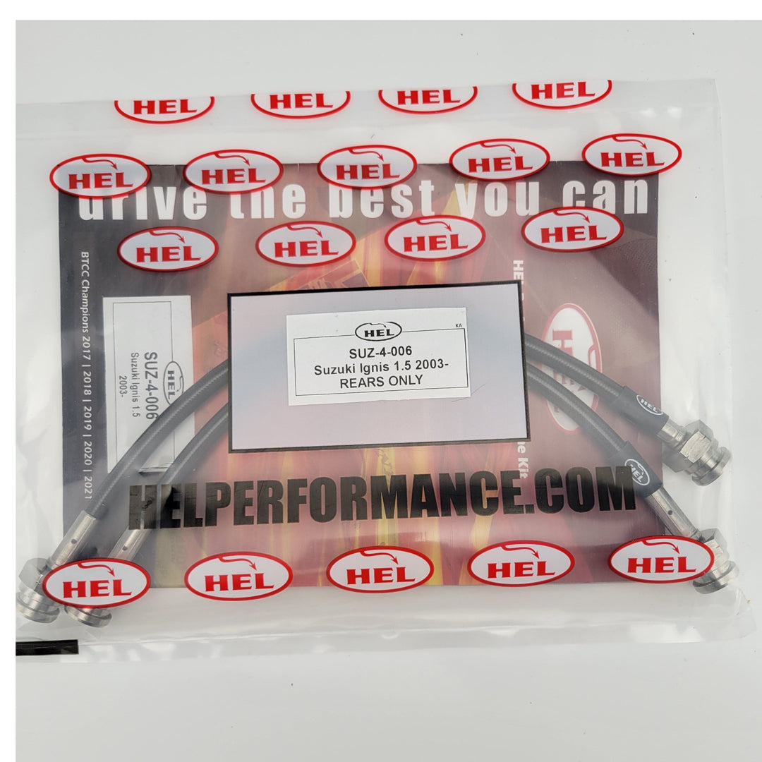 Durites de frein tressées en acier inoxydable HEL Suzuki Ignis 1.5 noires