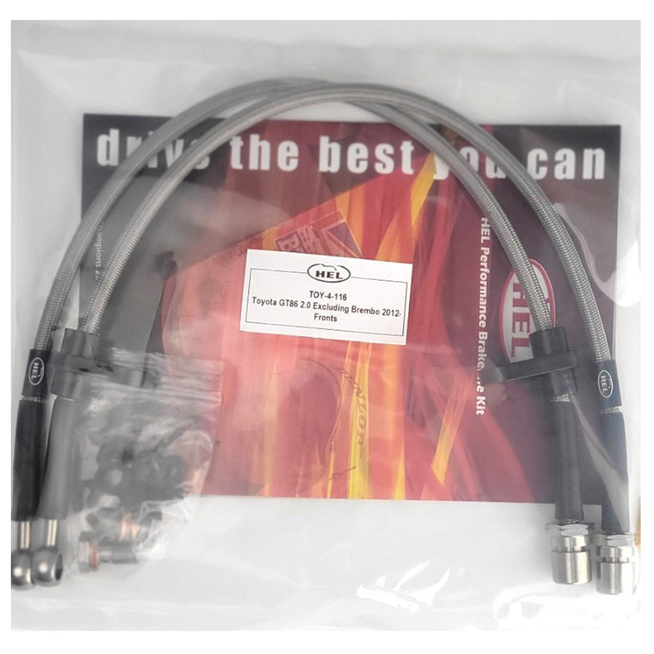 HEL Performance Toyota GT86 Stainless Steel Braided Brake Hoses Clear