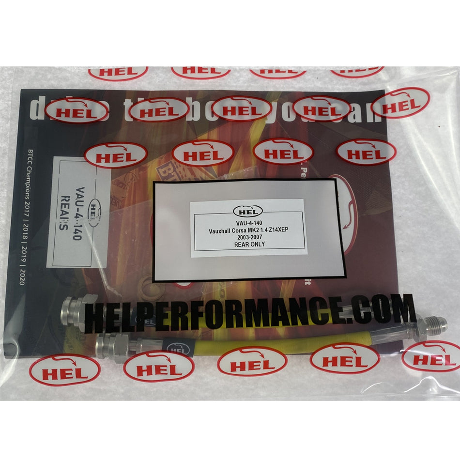 HEL Performance Vauxhall Corsa C Stainless Steel Braided Brake Hoses Clear