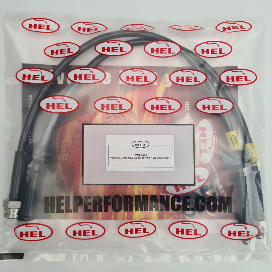 HEL Vauxhall Corsa VXR Nurburgring Stainless Steel Braided Brake Hoses Carbon