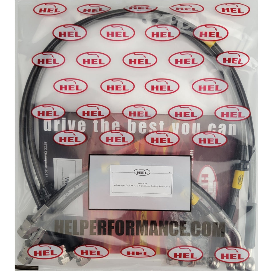 HEL VW Golf MK7 R Stainless Steel Braided Brake Hoses Carbon