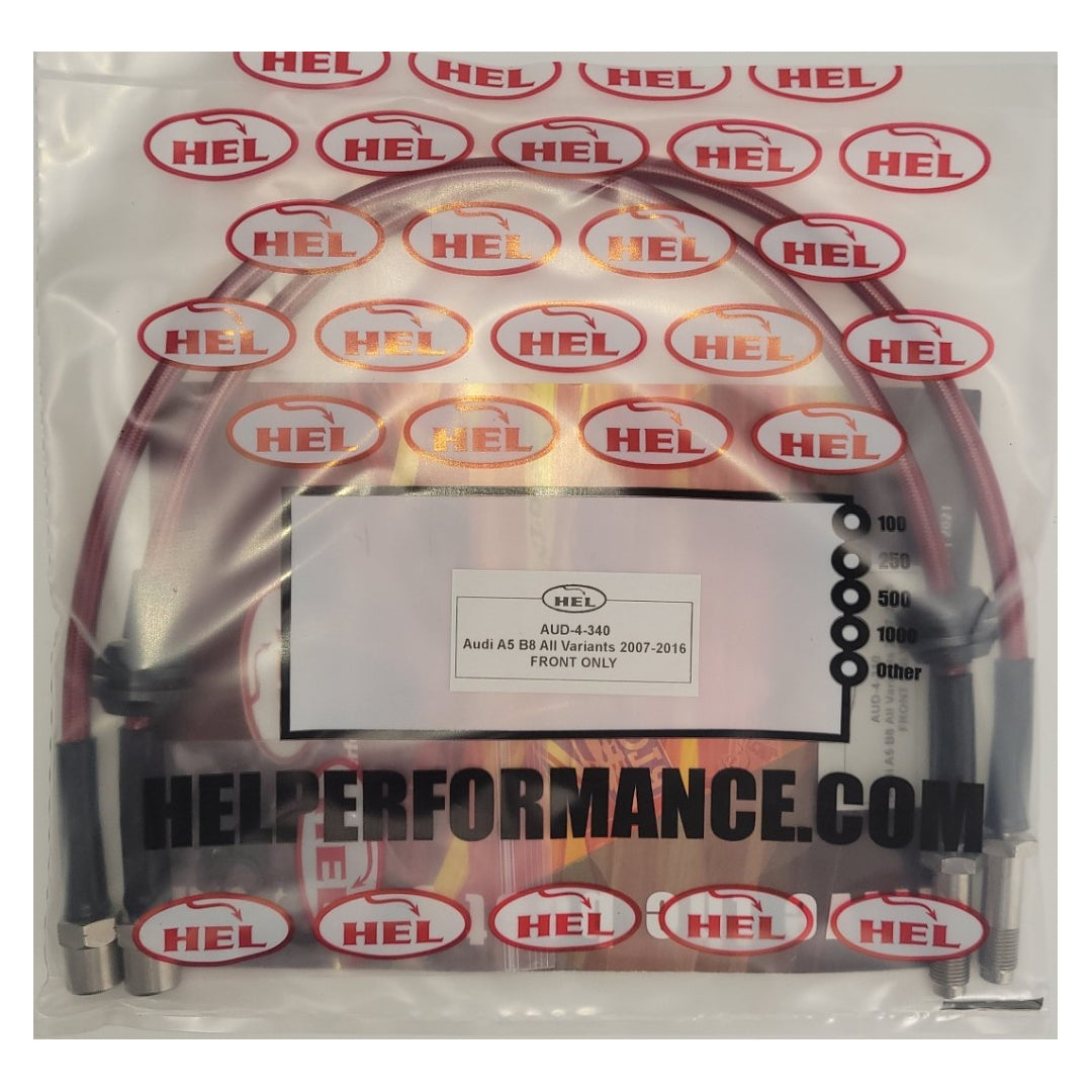 HEL Audi A5 MK1 Stainless Steel Braided Brake Hoses T Red