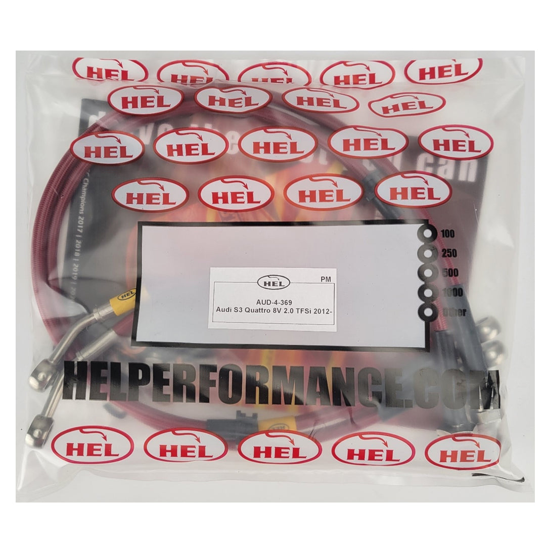 HEL Audi S3 MK3 Stainless Steel Braided Brake Hoses T Red