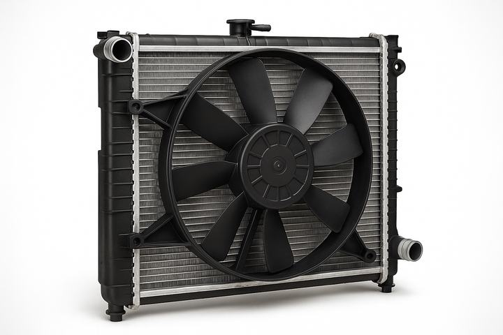 Car radiator with cooling fan