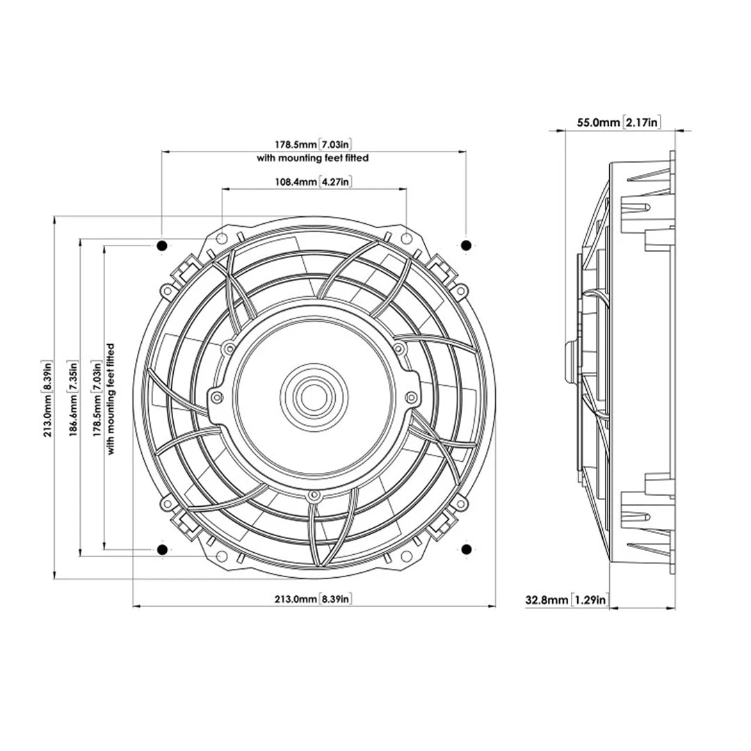Davies Craig 8" Electric Cooling Fan dimensions
