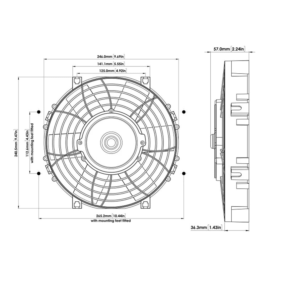 Davies Craig 9" Electric Cooling Fan dimensions