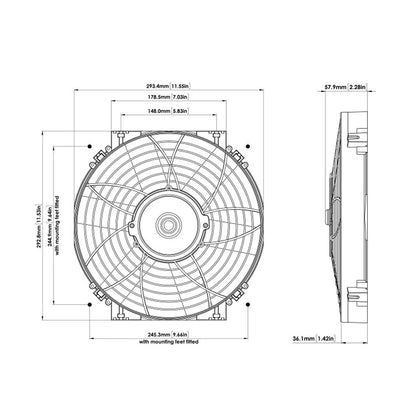 Davies Craig 12" Electric Cooling Fan dimensions