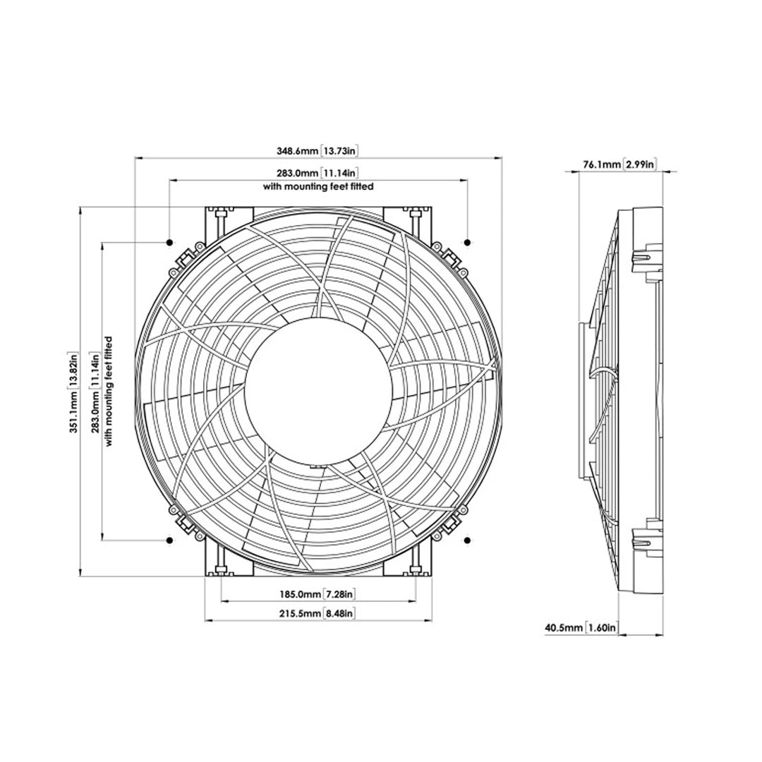Davies Craig 14" Electric Cooling Fan dimensions