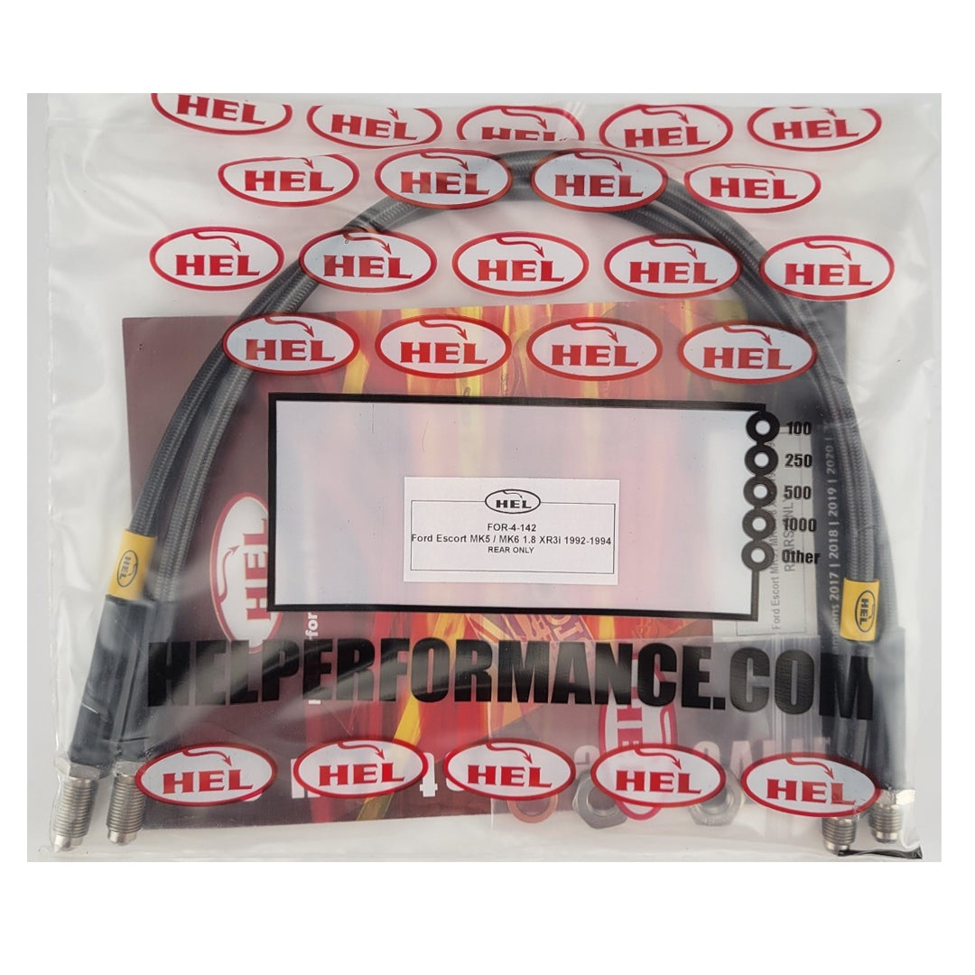 HEL Ford Escort MK5 MK6 XR3i Stainless Steel Braided Brake Hoses Carbon