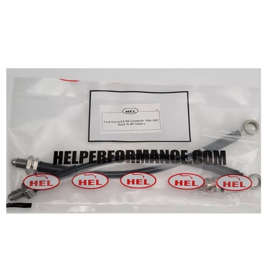 HEL Performance Ford Sierra Cosworth Stainless Steel Braided Brake Hoses Black