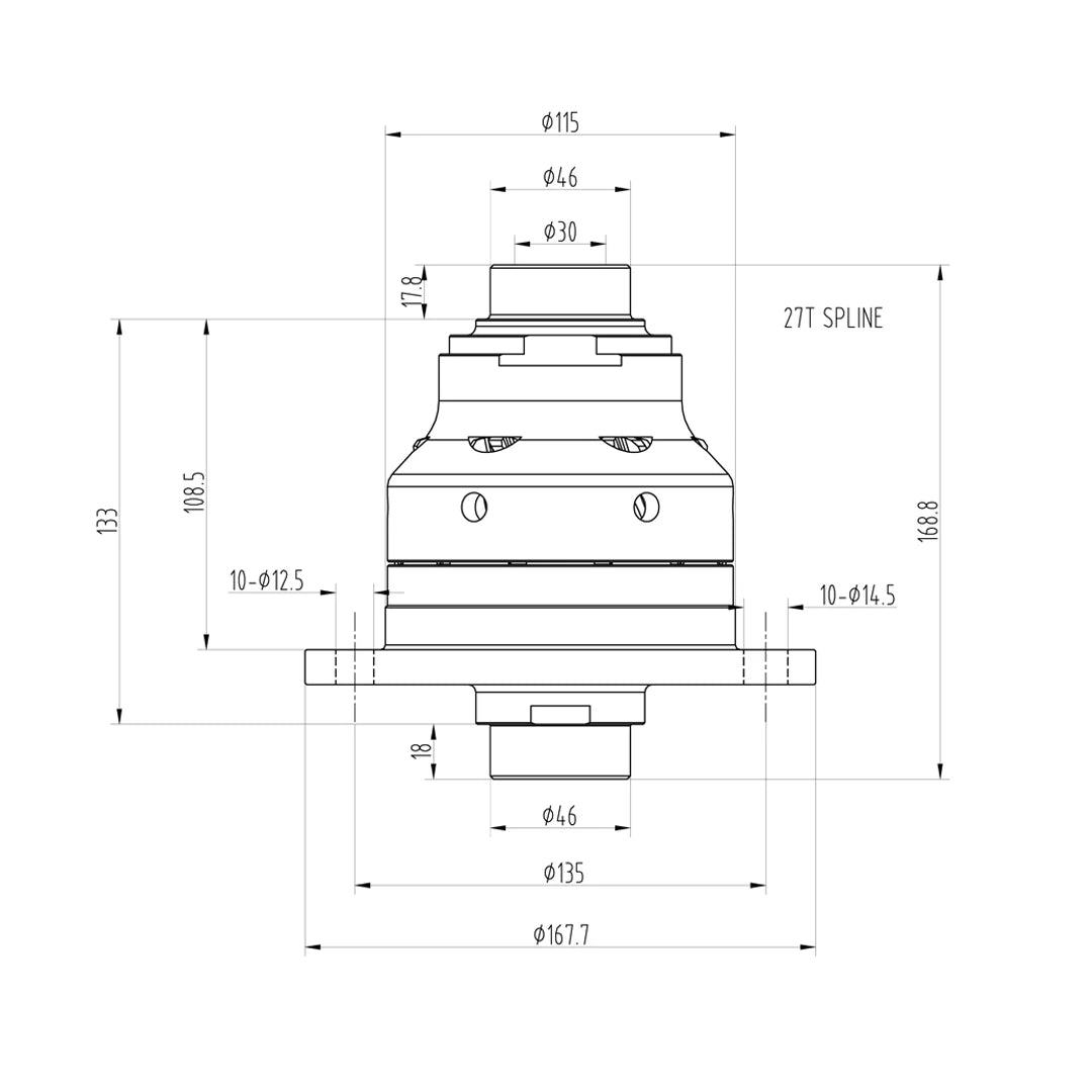 Technical drawing of a Blackline HLF022 limited slip differential