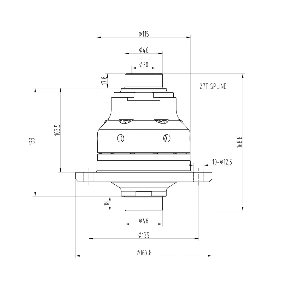 Technical drawing of a Blackline HLF024 limited slip differential