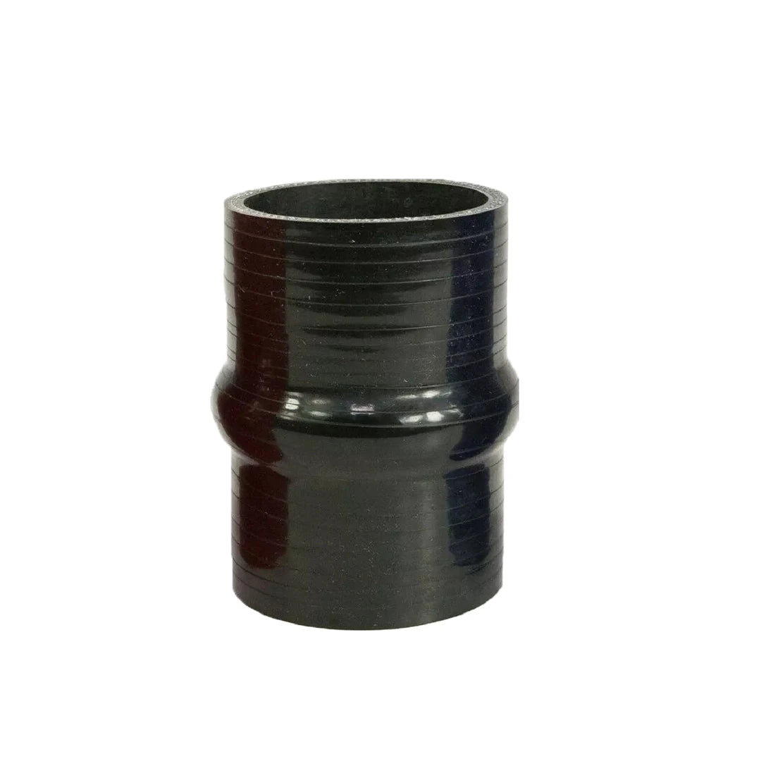 Black silicone hump hose on a white background