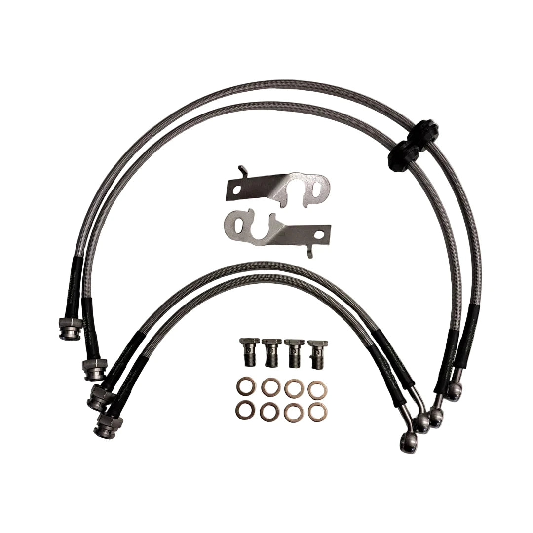 Set of 4 stainless steel braided brake hoses for a Hyundai i30N