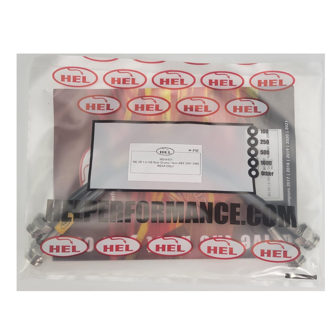 HEL MG ZR Stainless Steel Braided Brake Hoses Black
