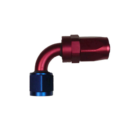 Red and blue 90 degree aluminium oil hose fitting