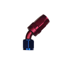 Red and blue 45 degree aluminium hose fitting