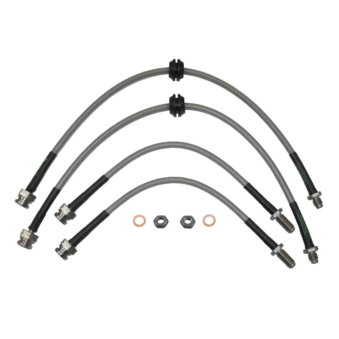 set of 4 stainless steel braided brake hoses