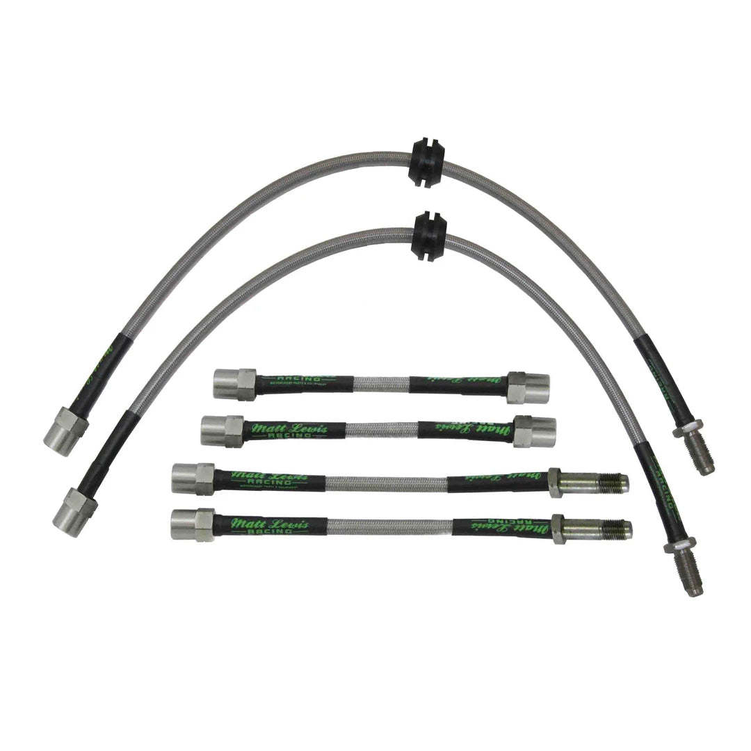 set of 6 stainless steel braided brake hoses