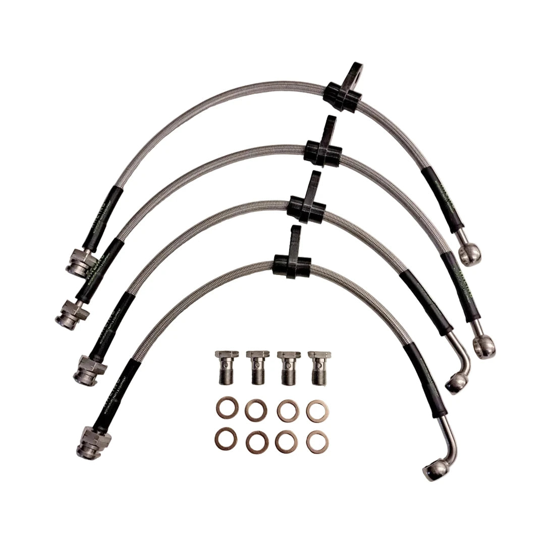 Set of 4 stainless steel braided brake hoses for a Ford Fiesta MK8