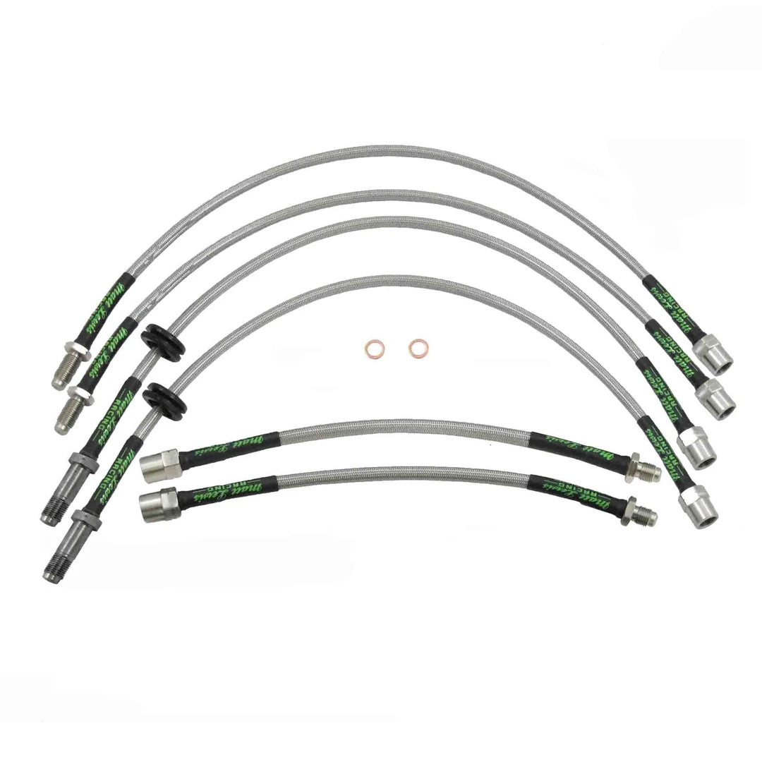 set of 6 stainless steel braided brake hoses
