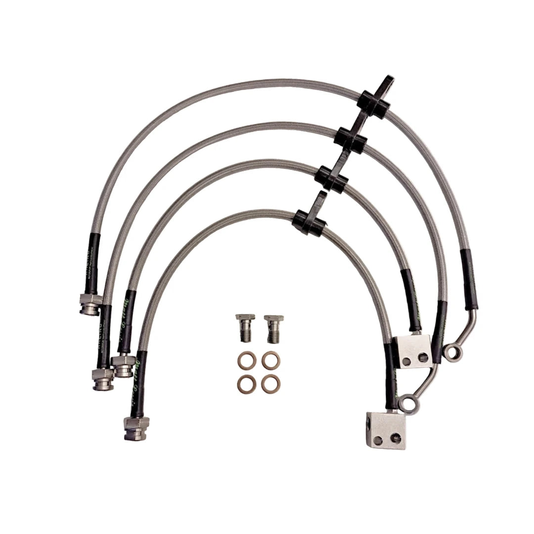 Set of 4 stainless steel braided brake hoses for a Honda Civic FK8 Type R