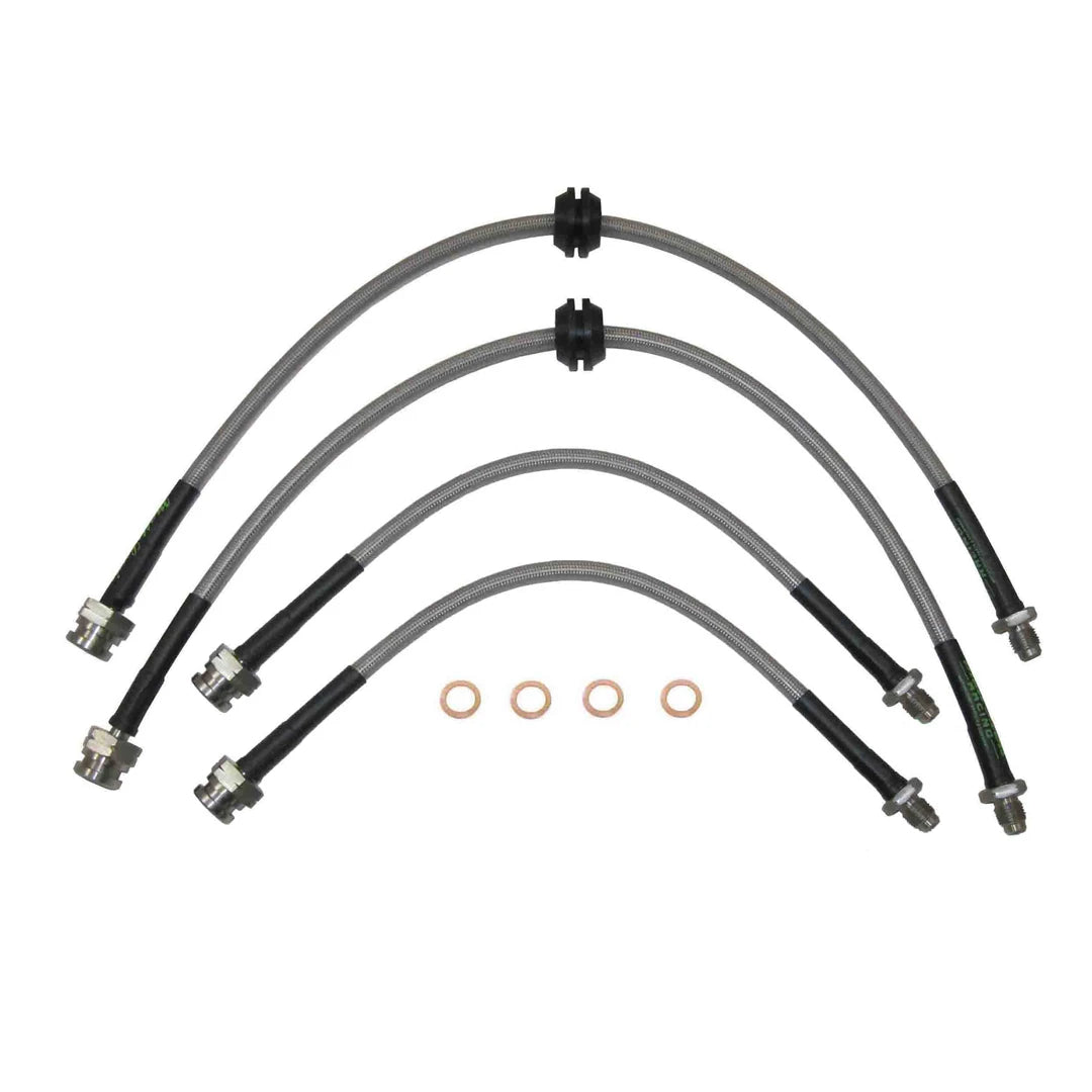 set of 4 stainless steel braided brake hoses