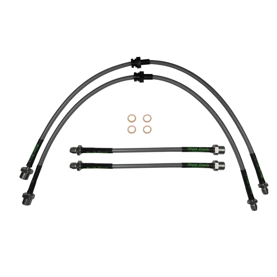 set of 4 stainless steel braided brake hoses