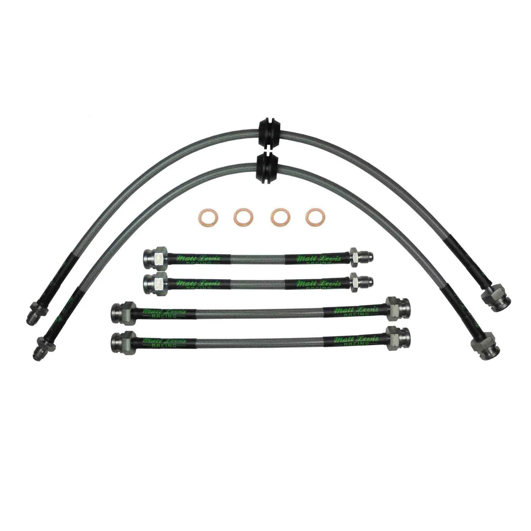 set of 6 stainless steel braided brake hoses