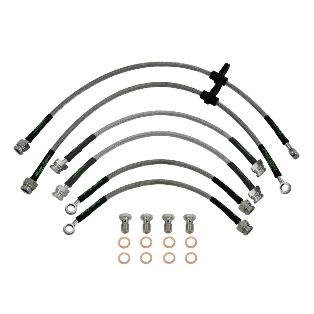 set of 4 stainless steel braided brake hoses