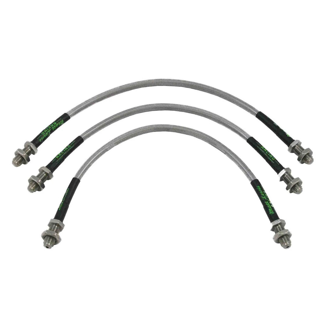 set of 3 stainless steel braided brake hoses