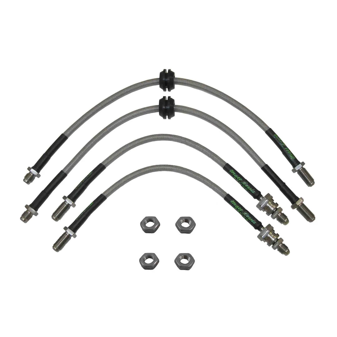 Set of 4 stainless steel braided brake hoses