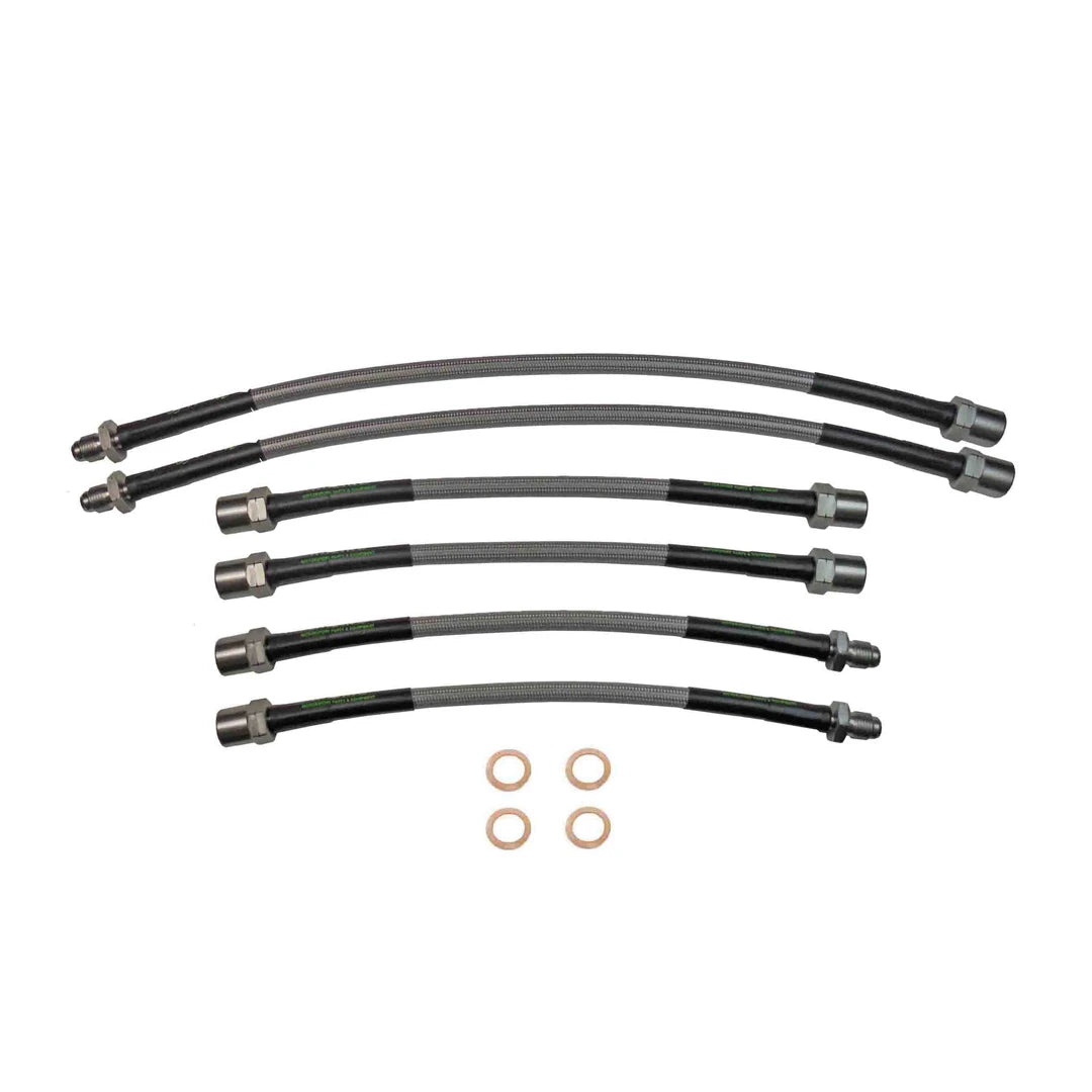 set of 6 stainless steel braided brake hoses