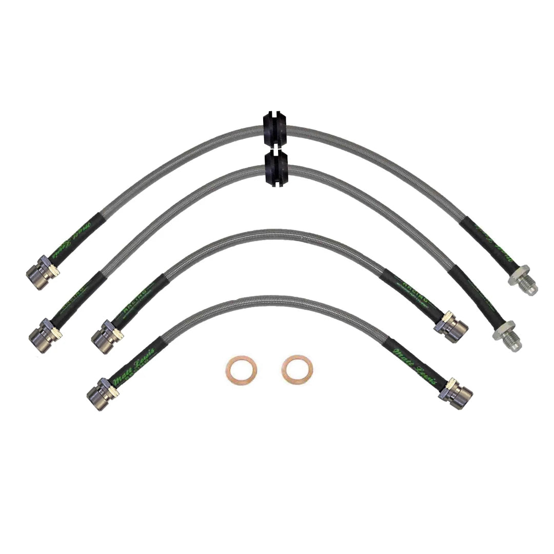 set of 4 stainless steel braided brake hoses