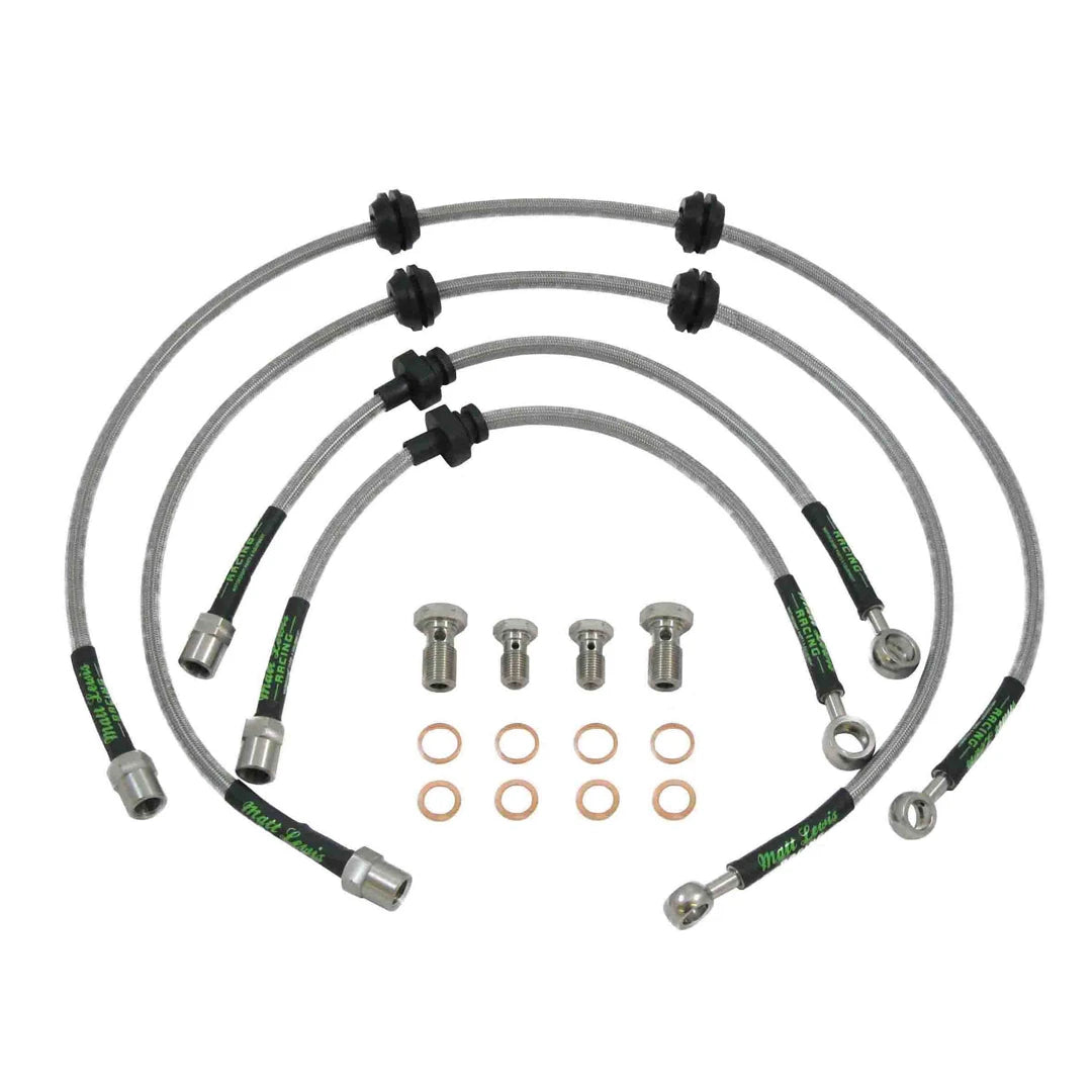 set of 4 stainless steel braided brake hoses
