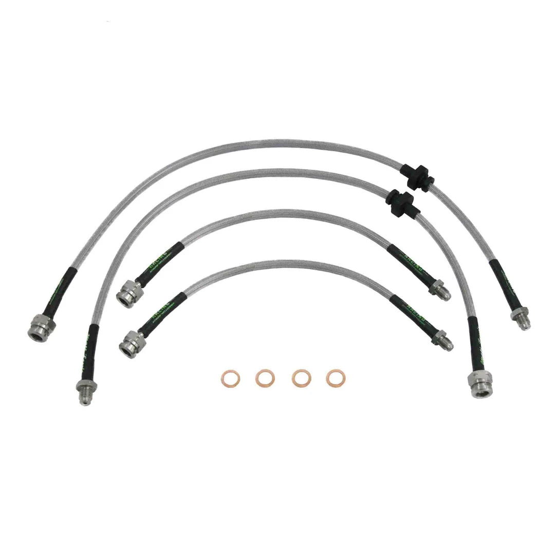 set of 4 stainless steel braided brake hoses
