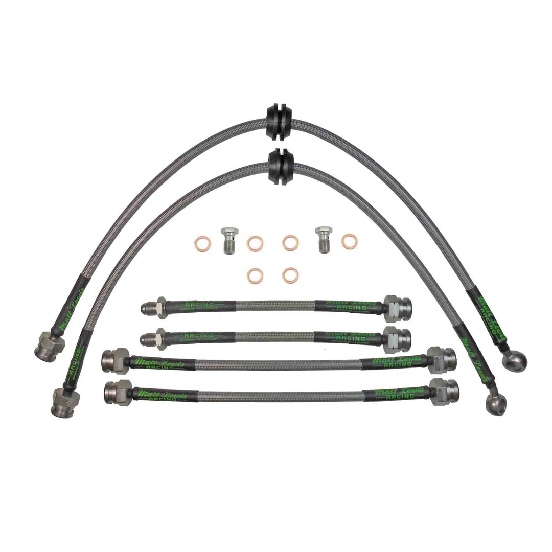 set of 6 stainless steel braided brake hoses