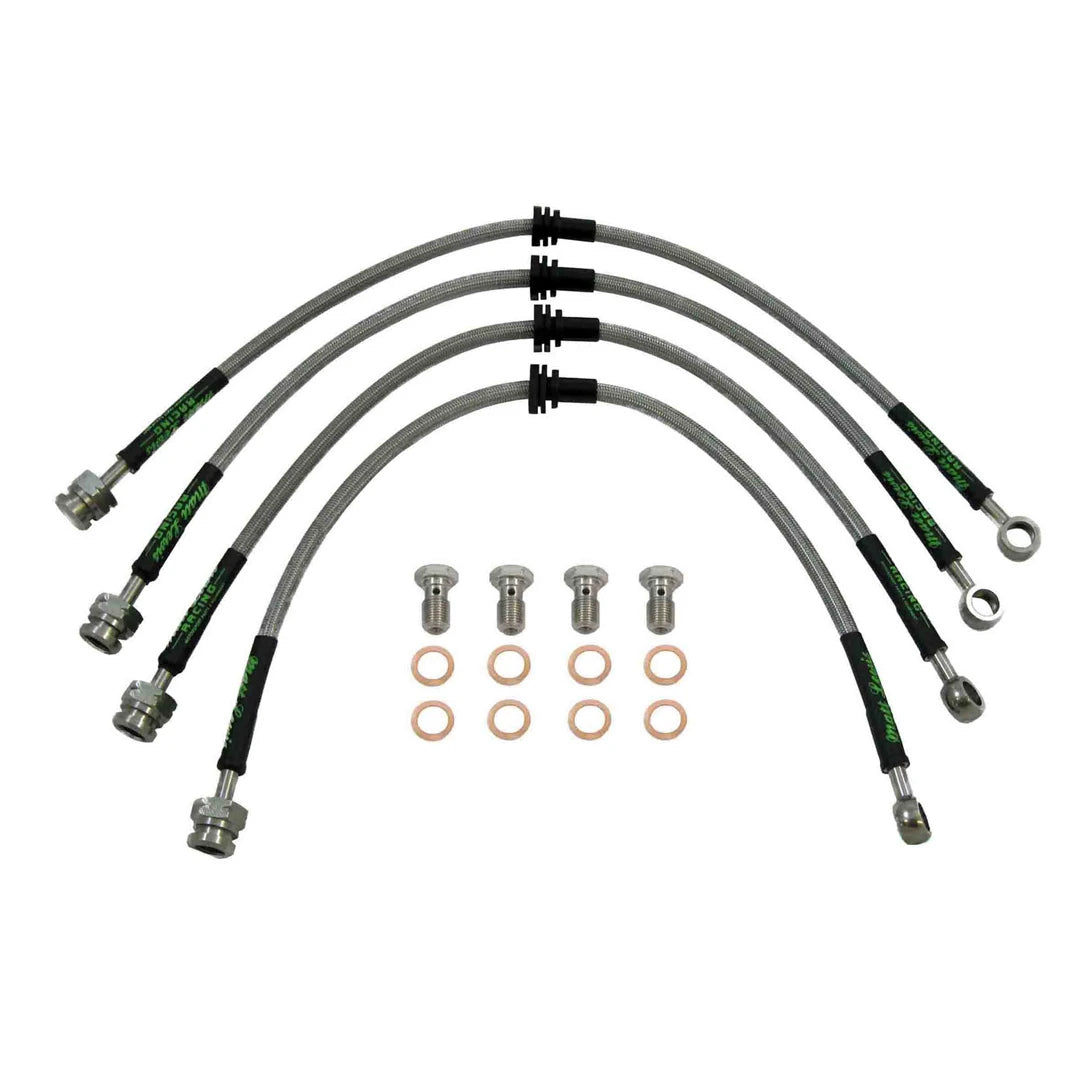 set of 4 stainless steel braided brake hoses