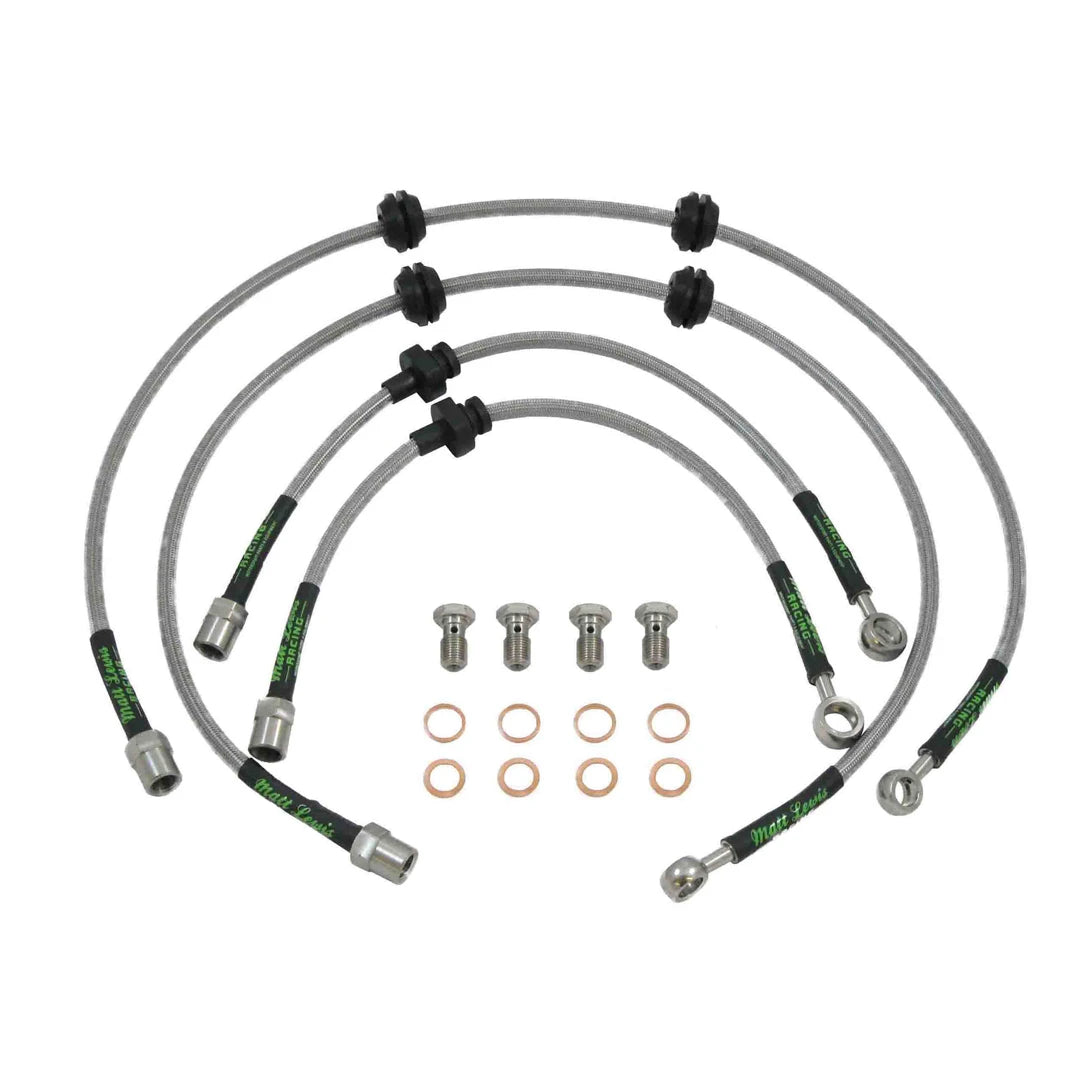 set of 4 stainless steel braided brake hoses