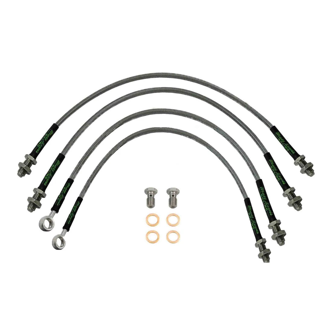 set of 4 stainless steel braided brake hoses