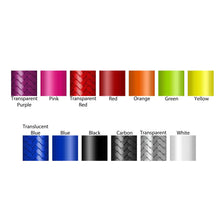 Color swatches with labels for various colors on a white background