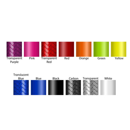 Color swatches with labels for various colors on a white background