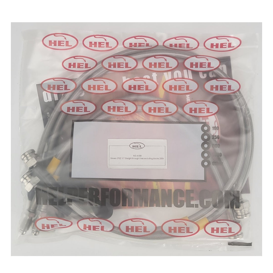 HEL Nissan 370Z Stainless Steel Braided Brake Hoses Clear