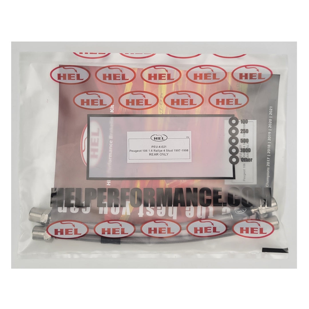 HEL Peugeot 106 Stainless Steel Braided Brake Hoses Clear