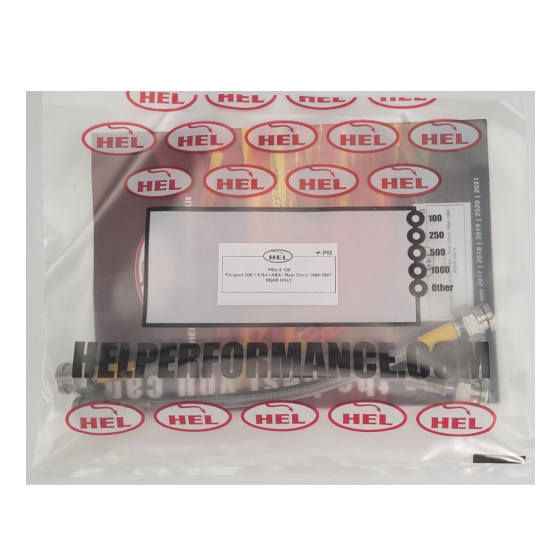HEL Peugeot 306 Stainless Steel Braided Brake Hoses Clear