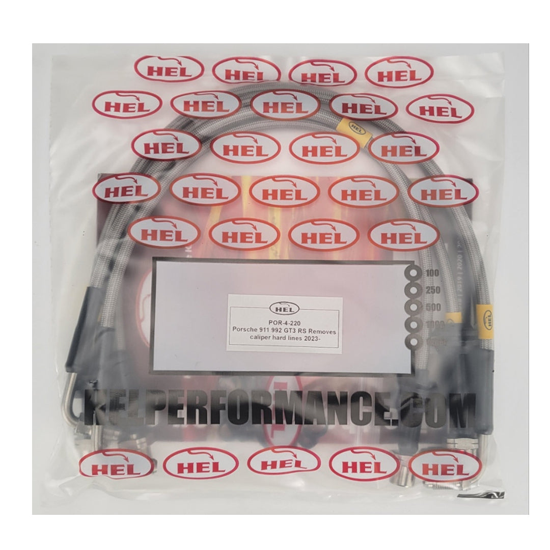 HEL Porsche 911 992 Stainless Steel Braided Brake Hoses Clear